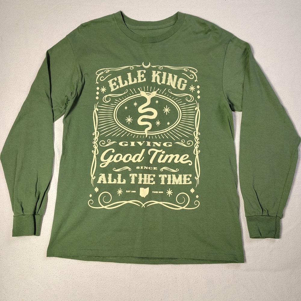Elle King Long Sleeve T-Shirt Size Medium Green Giving Good Time Tour 2023 Merch